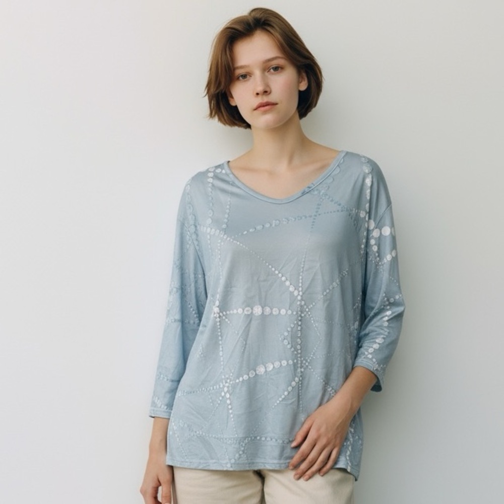 Women's‎ Light Blue Patterned Top